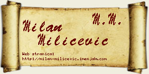 Milan Milićević vizit kartica